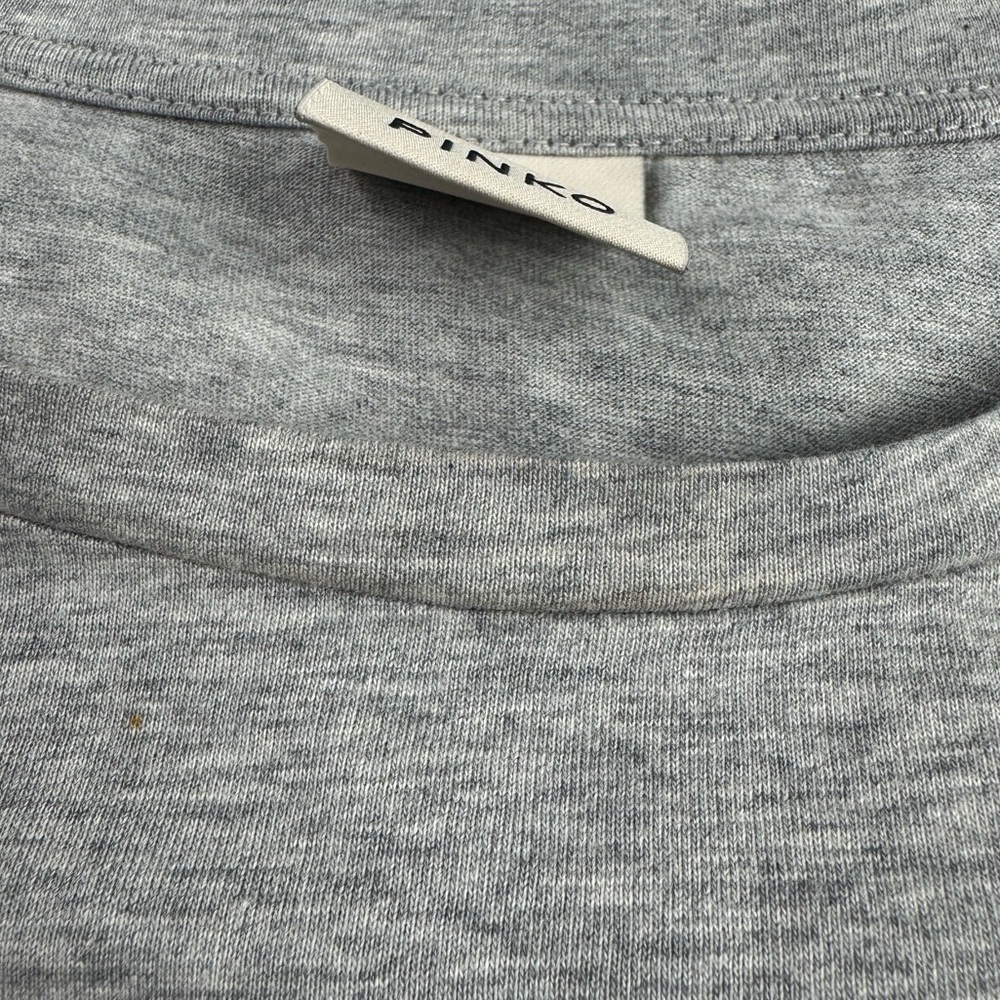 Pinko Italy Shirt‎ Knit Top Tee Zafira Jersey Heather Marled Light Grey Puff - Picture 5 of 9